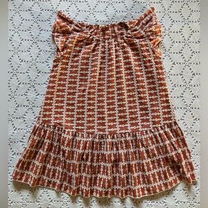 Bucket List orange embroidered ruffle dress, sz S
